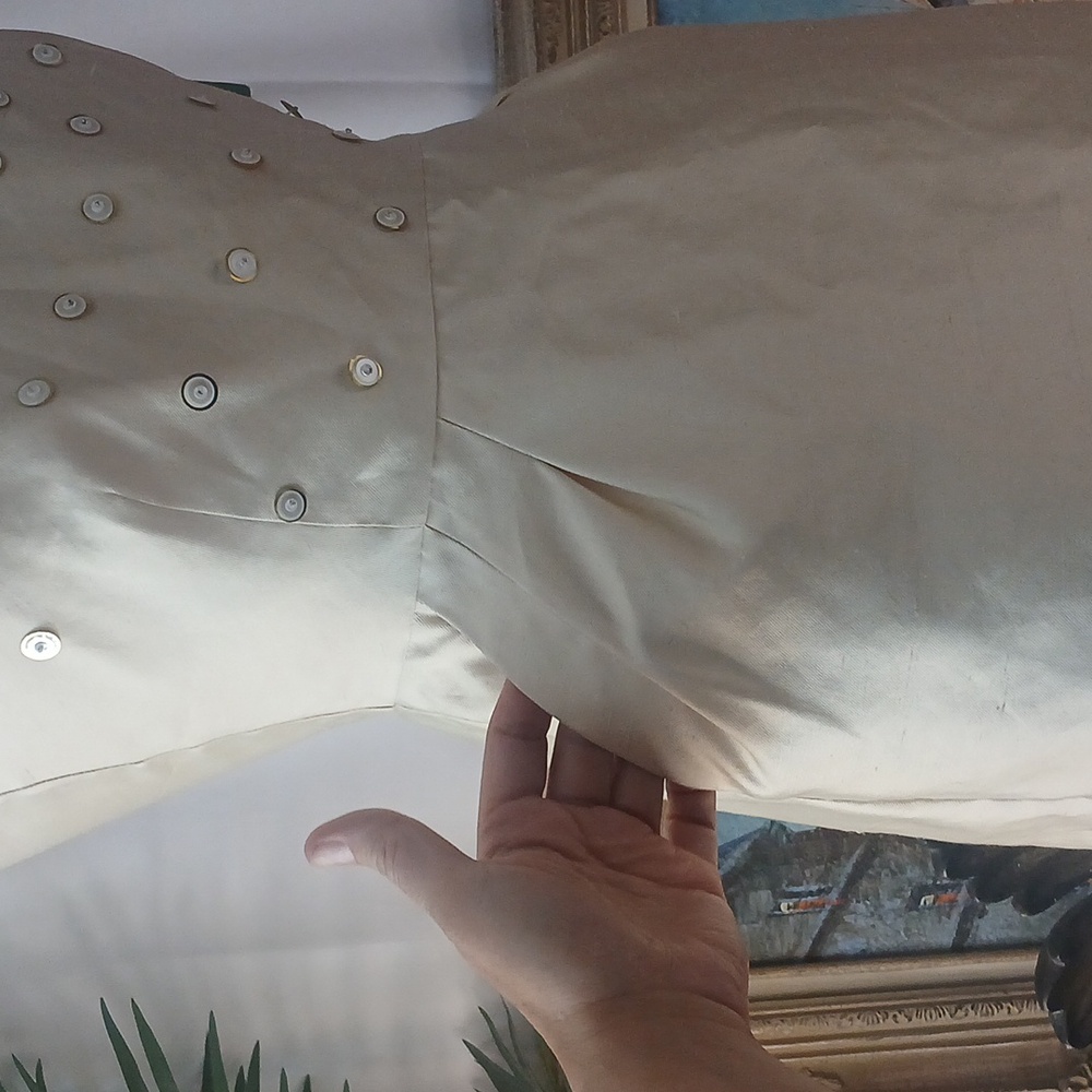 FIRM $$$ Nwt SILK/ COTTON Kate Spade Cream Dress Gold Accents HIDDEN POCKETS - Picture 7 of 13